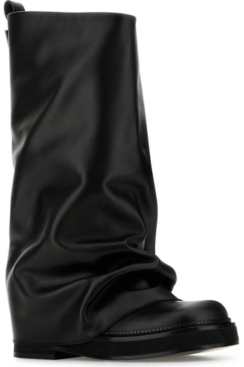 The Attico Black Leather Robin Boots