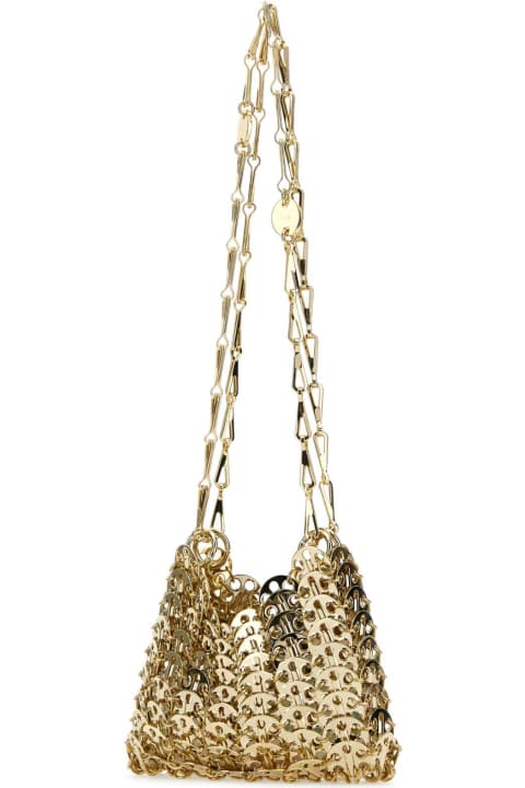 Paco Rabanne Shoulder Bags for Women Paco Rabanne Gold Metal 1969 Nano Shoulder Bag