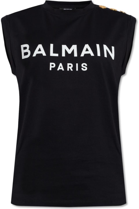 Balmain Clothing for Women Balmain Logo Top With Embossed Buttons