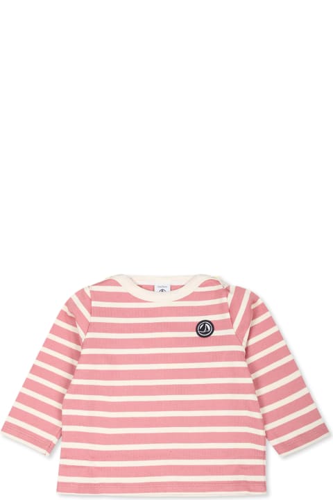 أدوات منزلية Petit Bateau Pink T-shirt For Baby Girl With Logo