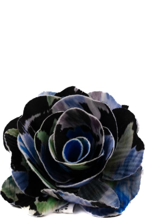 Philosophy di Lorenzo Serafini for Women Philosophy di Lorenzo Serafini Flower Brooch In Black Blue Fabric