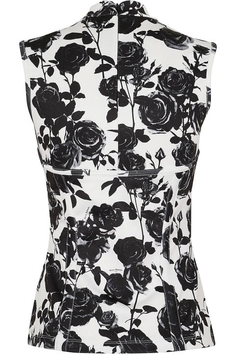 Clothing for Women Balmain Sl High Neck B&w Roses Print Jersey Top