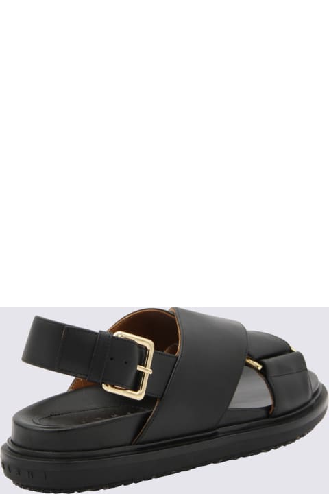 Sandals for Women Marni Black Leather Fussbet Sandals