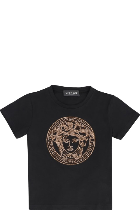 Young Versace T-Shirts & Polo Shirts for Girls Young Versace Medusa Print Cotton T-shirt