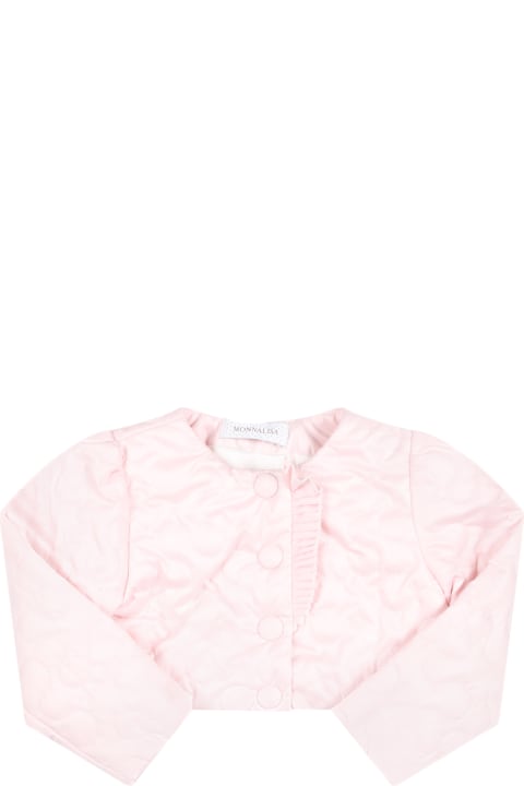 ベビーボーイズ Monnalisaのコート＆ジャケット Monnalisa Pink Jacket For Baby Girl With Logo Patch