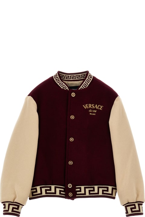 Versace Coats & Jackets for Girls Versace Logo Embroidery Bomber Jacket