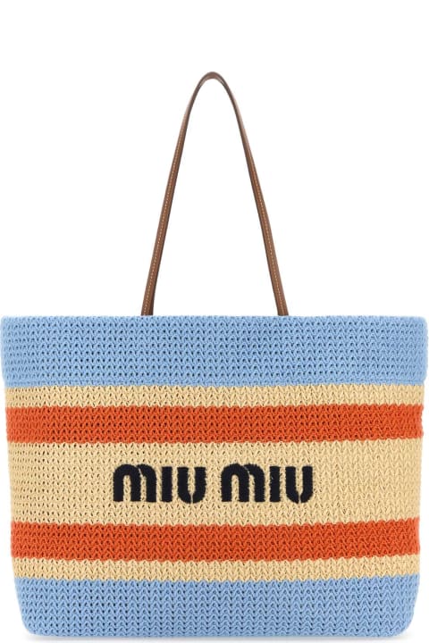 Fashion for Women Miu Miu Multicolor Rafia And Cotton Shopping Bag
