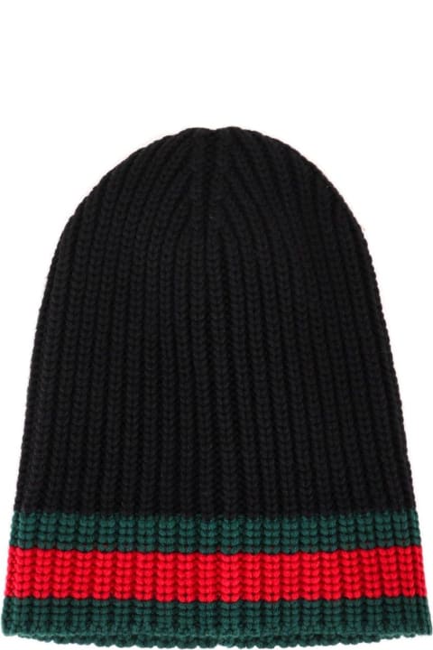 Gucci Hats for Men Gucci Sylvie Web Ribbed Knit Beanie