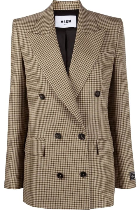 MSGM Coats & Jackets for Women MSGM Check Motif Double-breasted Blazer
