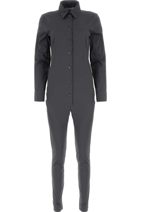 Prada Jumpsuits for Women Prada Graphite Stretch Poplin Jumpsuit