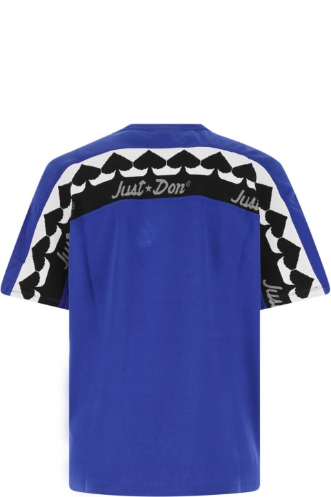 Just Don for Men Just Don Electric Blue Cotton Oversize T-shirt