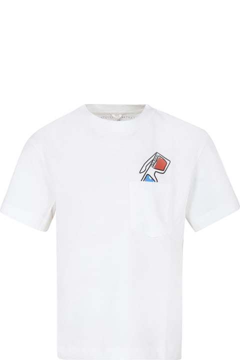 Stella McCartney Kids T-Shirts & Polo Shirts for Boys Stella McCartney Kids Ivory T-shirt For Boy With Glasses Print