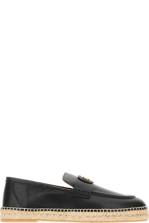 Valentino Garavani أحذية لـ القسم الرجالي Valentino Garavani Black Leather Espadrilles