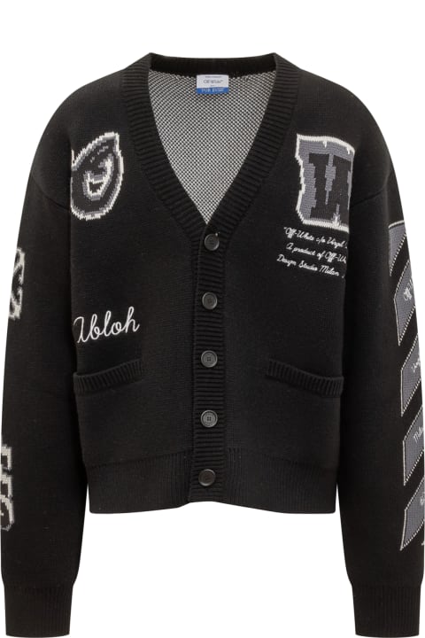 Off-White Sweaters for Men Off-White Logo Embroidered Knit Cardigan