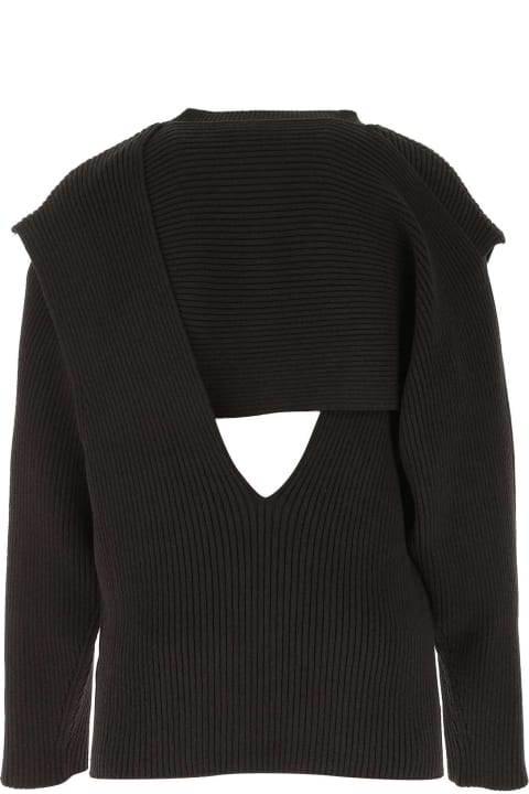 Sweaters for Men Bottega Veneta Dark Brown Viscose Blend Sweater