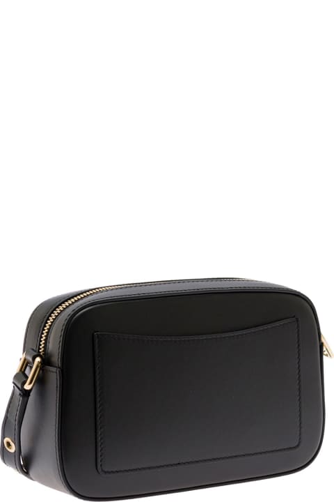 Dolce & Gabbana Woman's  Black Leather Crossbody Bag With Metal Logo