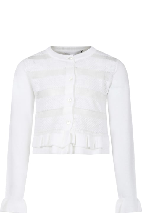 Simonetta Sweaters & Sweatshirts for Girls Simonetta White Cardigan For Girl