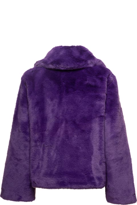 'fiona' Purple Cropped Faux Fur Jacket Woman Apparis