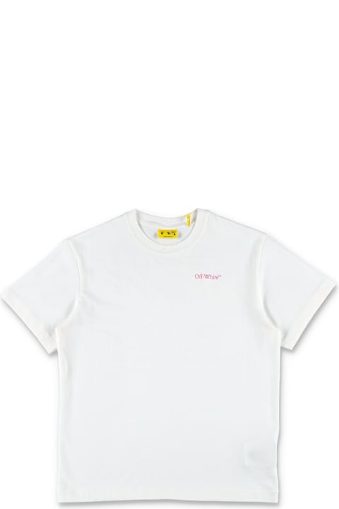 Homeware Off-White Off-white Kids White Cotton T-shirt With Pink Arrow Logo
