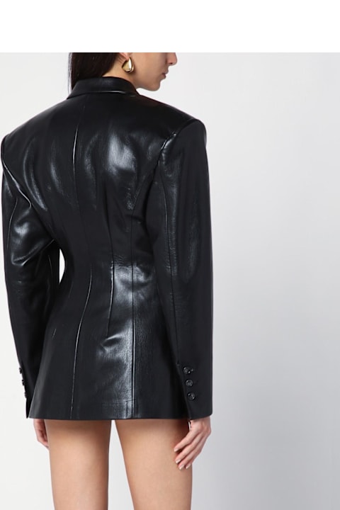 The Andamane Coats & Jackets for Women The Andamane Black Leatherette Ottavia Jacket