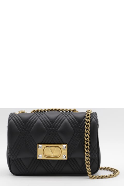 Homeware Valentino Garavani Black Leather Quiltie 67 Shoulder Bag