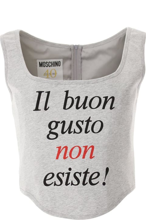 Moschino for Women Moschino Slogan-printed Scoop Neck Corset Top