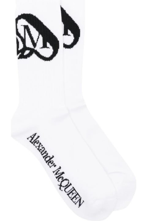 Alexander McQueen for Men Alexander McQueen Seal Logo Socks In Ivory/black