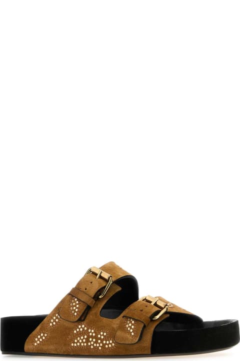 Shoes Sale for Women Isabel Marant Caramel Suede Lennyo Slippers