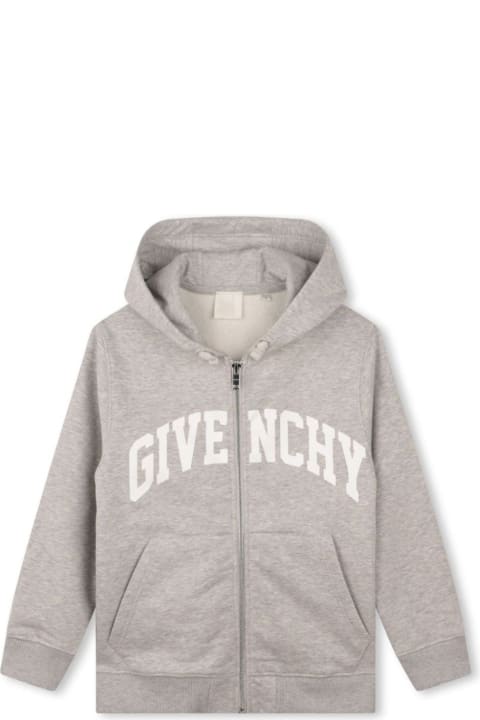 Topwear for Boys Givenchy Grey Hoodie With Logo In Cotton Blend Boy