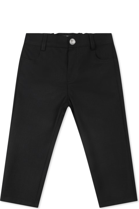 Bottoms for Baby Girls Balmain Black Trousers For Baby Boy With Logo