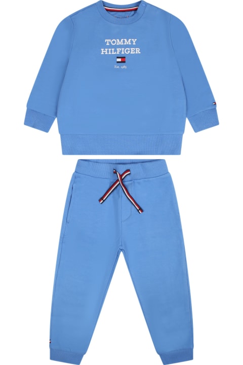 Bottoms for Baby Boys Tommy Hilfiger Light Blue Set For Baby Boy With Logo