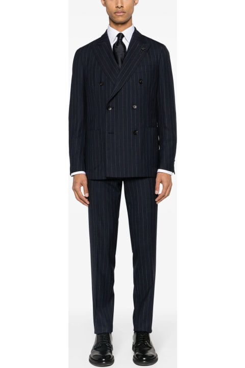 Suits for Men Lardini Pinstriped Double-breasted Wool Suit