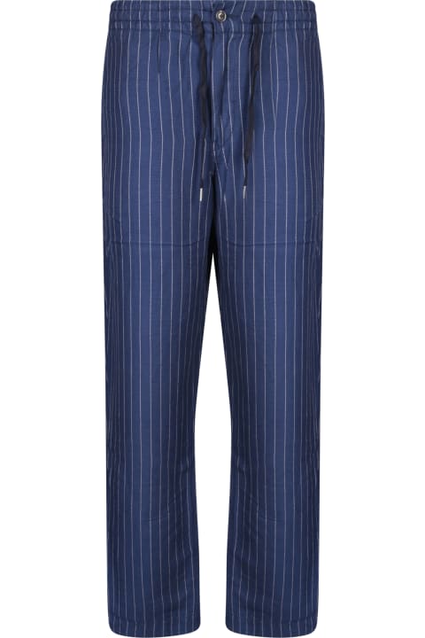 Polo Ralph Lauren Pants for Men Polo Ralph Lauren Prepster Striped White And Blue Twill Trousers