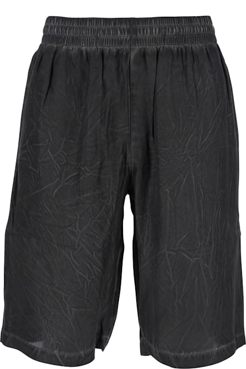 Diesel Pants for Men Diesel 'leon' Black Bermuda Pants With Elastic Waist And Two Rear Welt Pockets In Tech Fabric Man
