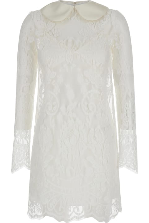 Dolce & Gabbana Clothing for Women Dolce & Gabbana White Minidress In Chantilly Lace Woman