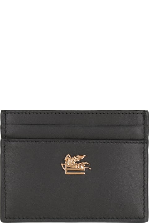 Wallets for Women Etro Logo Detail Leather Card Holder