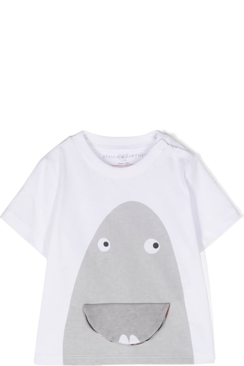 Fashion for Baby Boys Stella McCartney Kids Shark Face Flap T-shirt In White