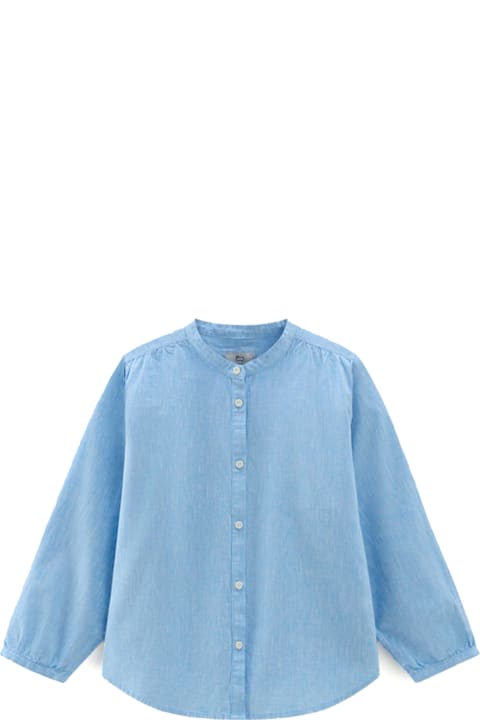 Woolrich Topwear for Women Woolrich Light Blue Long-sleeved Linen Shirt
