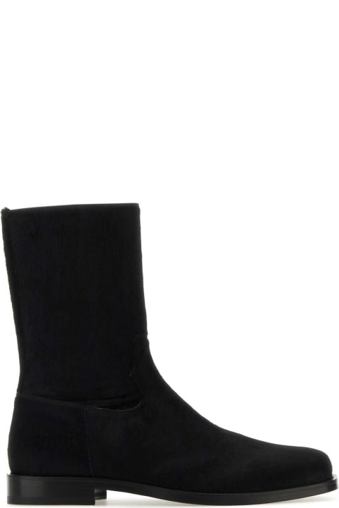 メンズ ブーツ Dries Van Noten Black Calfhair Ankle Boots
