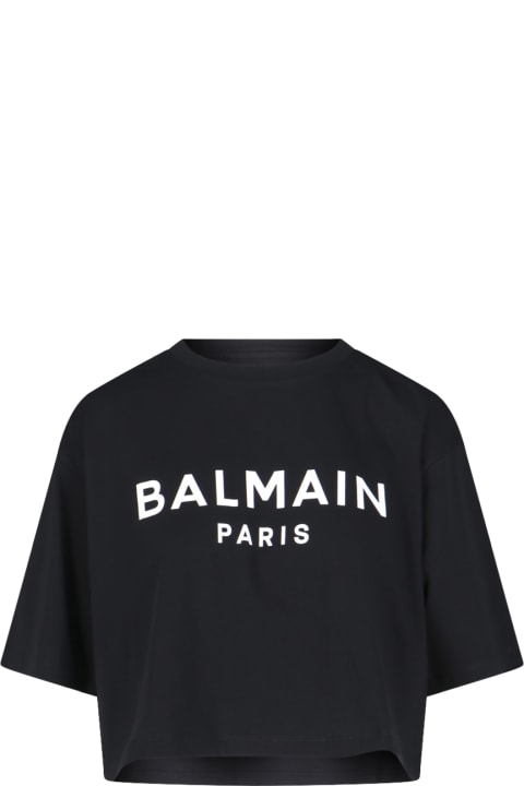 Clothing Sale for Women Balmain Logo Crop T-shirt