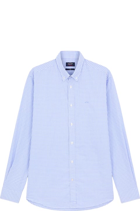 Paul&Shark قمصان لـ القسم الرجالي Paul&Shark Cotton Check Shirt With Logo