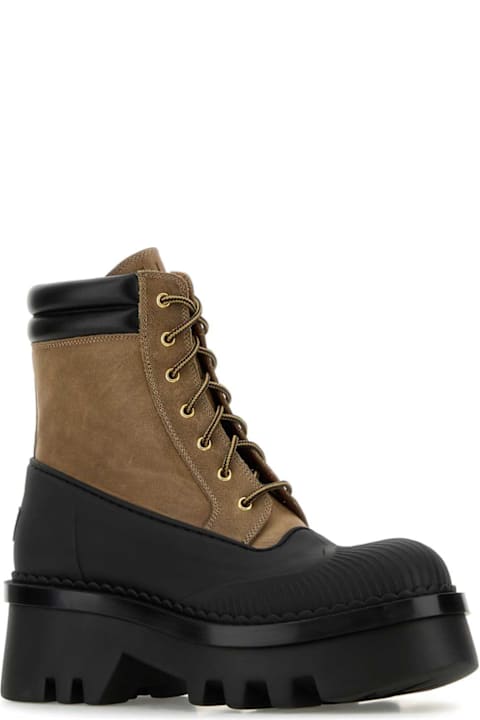Chloé أحذية برقبة لـ السيدات Chloé Two-tone Nabuk And Rubber Phoenix Ankle Boots