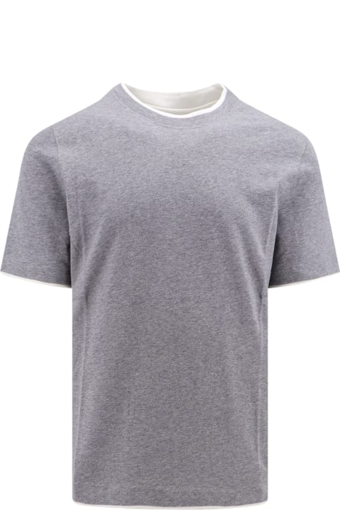 Brunello Cucinelli Clothing for Men Brunello Cucinelli Contrasting Edges Grey T-shirt