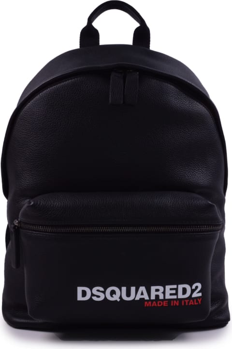 Backpacks for Men Dsquared2 Hammered Leather Backpack With Logo