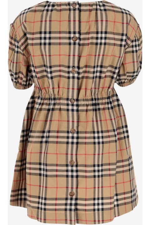 Stretch Cotton Dress With Check Pattern