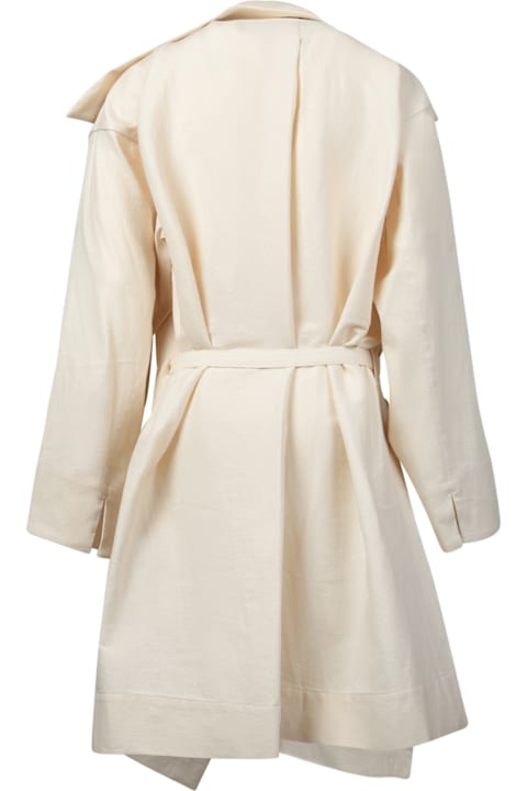 Issey Miyake Coats & Jackets for Women Issey Miyake Washi And Wool White Coat