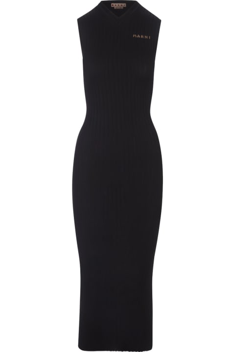 Marni Jumpsuits for Women Marni Black Long Sleeveless Ribbed Knit Dress