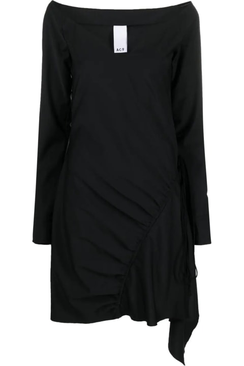 Black Virgin Wool Asymmetric Dress
