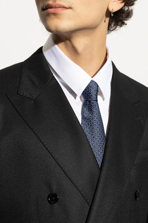 Ferragamo Ties for Men Ferragamo Ferragamo Silk Tie With Monogram