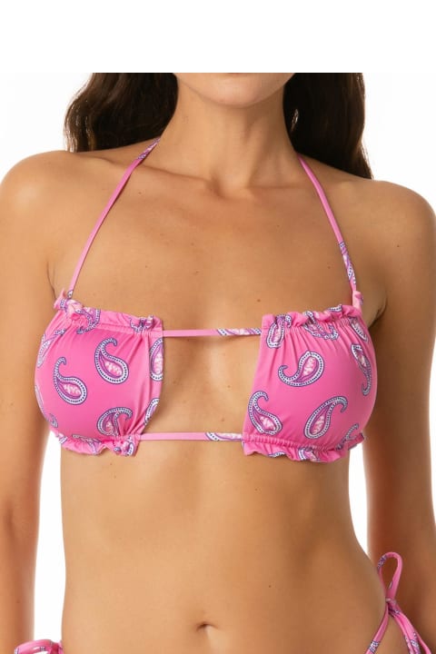Homeware MC2 Saint Barth Woman Bandeau Top Swimsuit With Paisley Print